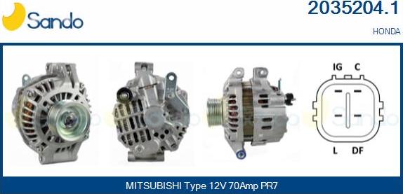 Sando 2035204.1 - Alternator www.autospares.lv