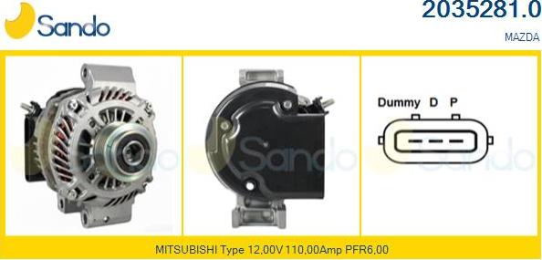 Sando 2035281.0 - Alternator www.autospares.lv