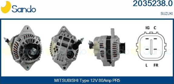 Sando 2035238.0 - Alternator www.autospares.lv