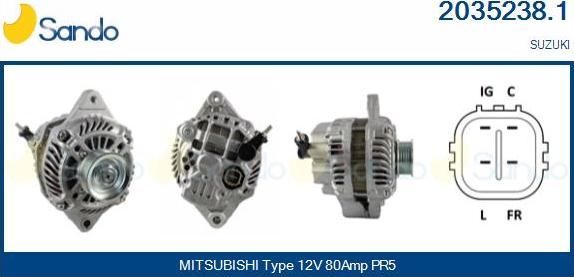 Sando 2035238.1 - Alternator www.autospares.lv