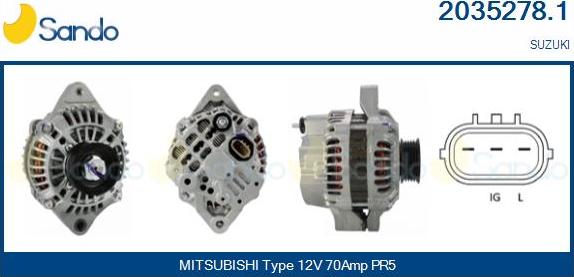 Sando 2035278.1 - Alternator www.autospares.lv