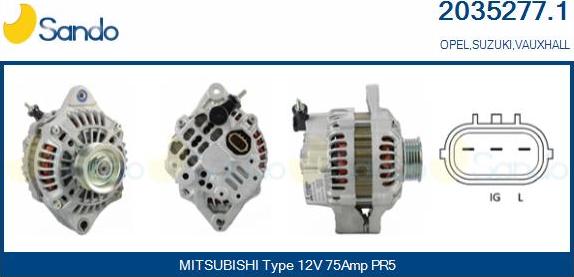 Sando 2035277.1 - Alternator www.autospares.lv