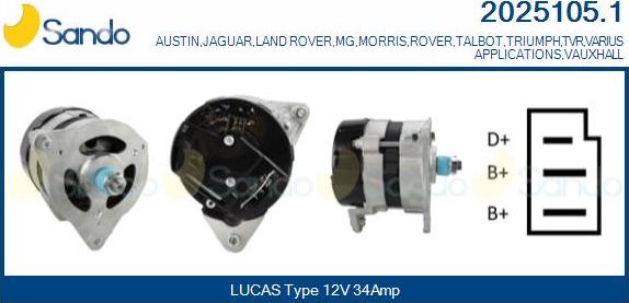 Sando 2025105.1 - Alternator www.autospares.lv