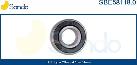 Sando SBE58118.0 - Подшипник www.autospares.lv