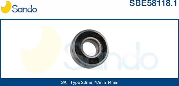 Sando SBE58118.1 - Подшипник www.autospares.lv