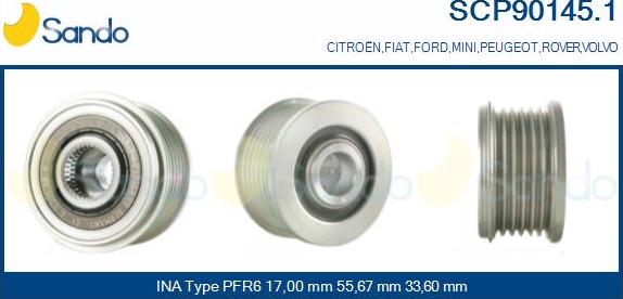 Sando SCP90145.1 - Pulley, alternator, freewheel clutch www.autospares.lv