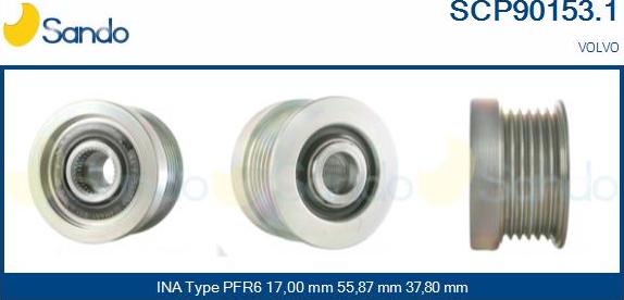 Sando SCP90153.1 - Шкив генератора, муфта www.autospares.lv