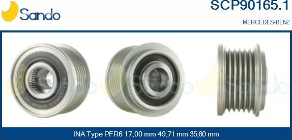 Sando SCP90165.1 - Шкив генератора, муфта www.autospares.lv