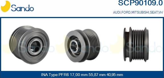 Sando SCP90109.0 - Piedziņas skriemelis, Ģenerators www.autospares.lv