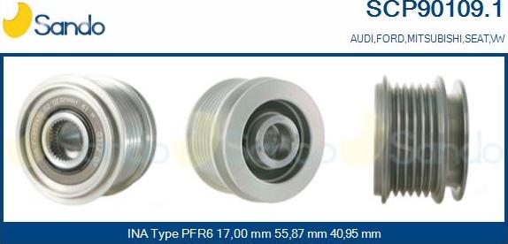 Sando SCP90109.1 - Piedziņas skriemelis, Ģenerators www.autospares.lv