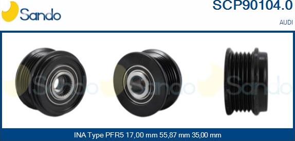 Sando SCP90104.0 - Pulley, alternator, freewheel clutch www.autospares.lv