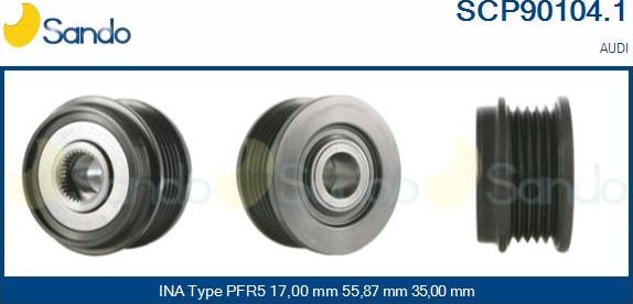 Sando SCP90104.1 - Pulley, alternator, freewheel clutch www.autospares.lv