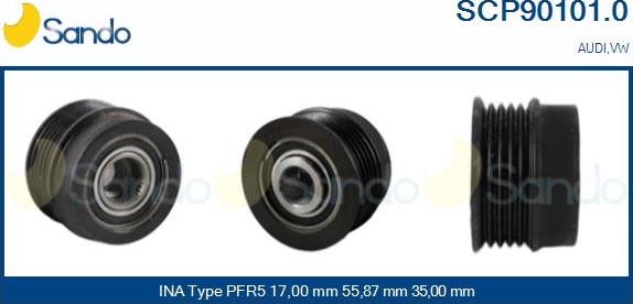 Sando SCP90101.0 - Piedziņas skriemelis, Ģenerators www.autospares.lv