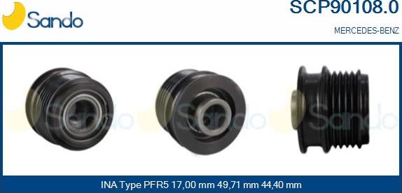 Sando SCP90108.0 - Шкив генератора, муфта www.autospares.lv