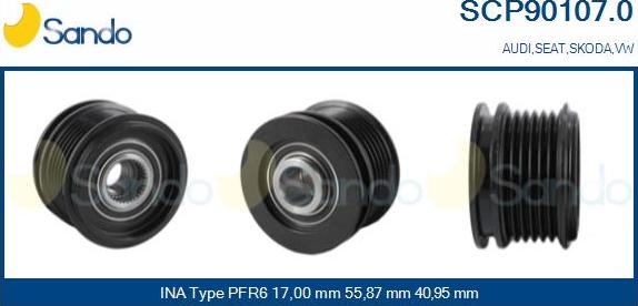 Sando SCP90107.0 - Шкив генератора, муфта www.autospares.lv