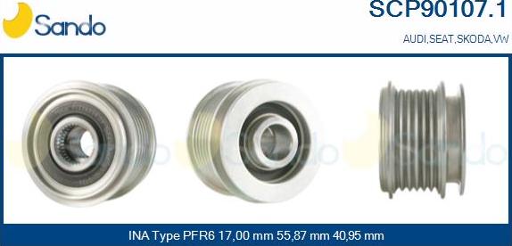 Sando SCP90107.1 - Шкив генератора, муфта www.autospares.lv