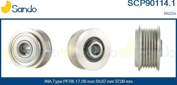 Sando SCP90114.1 - Pulley, alternator, freewheel clutch www.autospares.lv