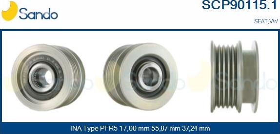 Sando SCP90115.1 - Piedziņas skriemelis, Ģenerators www.autospares.lv