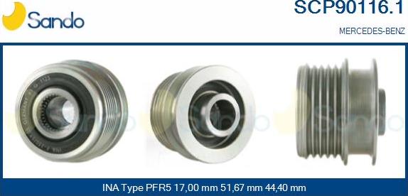 Sando SCP90116.1 - Шкив генератора, муфта www.autospares.lv