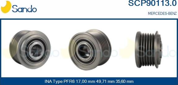 Sando SCP90113.0 - Pulley, alternator, freewheel clutch www.autospares.lv