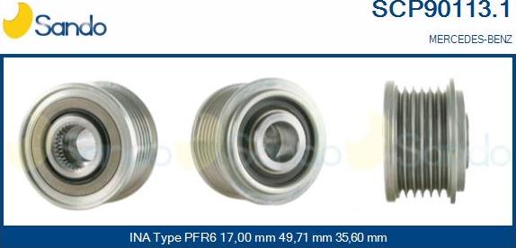 Sando SCP90113.1 - Шкив генератора, муфта www.autospares.lv