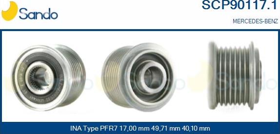 Sando SCP90117.1 - Pulley, alternator, freewheel clutch www.autospares.lv