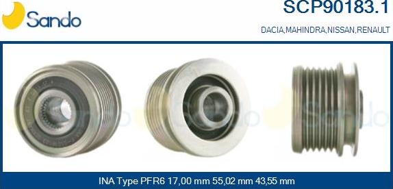 Sando SCP90183.1 - Шкив генератора, муфта www.autospares.lv