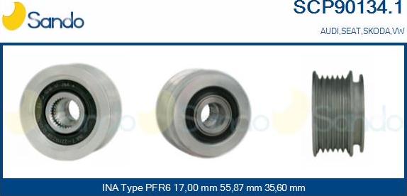 Sando SCP90134.1 - Шкив генератора, муфта www.autospares.lv