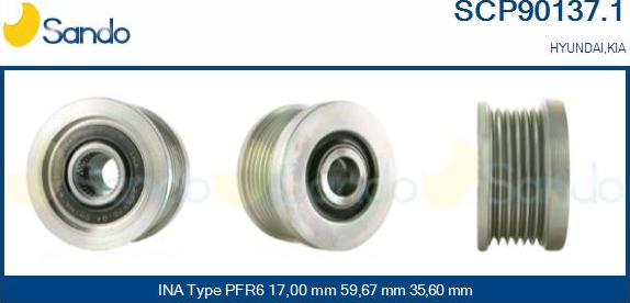 Sando SCP90137.1 - Шкив генератора, муфта www.autospares.lv