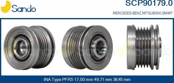 Sando SCP90179.0 - Шкив генератора, муфта www.autospares.lv