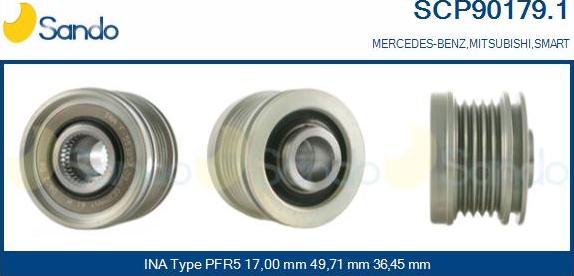 Sando SCP90179.1 - Шкив генератора, муфта www.autospares.lv