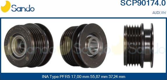 Sando SCP90174.0 - Piedziņas skriemelis, Ģenerators www.autospares.lv