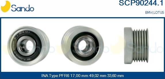 Sando SCP90244.1 - Piedziņas skriemelis, Ģenerators www.autospares.lv