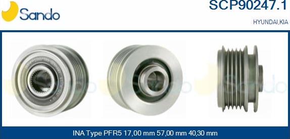 Sando SCP90247.1 - Piedziņas skriemelis, Ģenerators www.autospares.lv