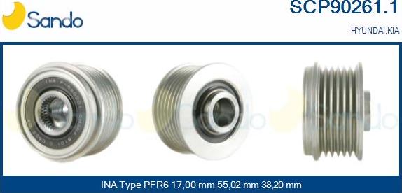 Sando SCP90261.1 - Pulley, alternator, freewheel clutch www.autospares.lv