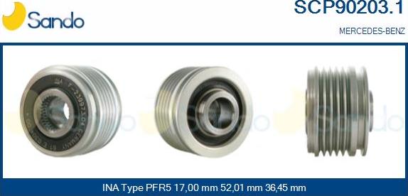 Sando SCP90203.1 - Pulley, alternator, freewheel clutch www.autospares.lv