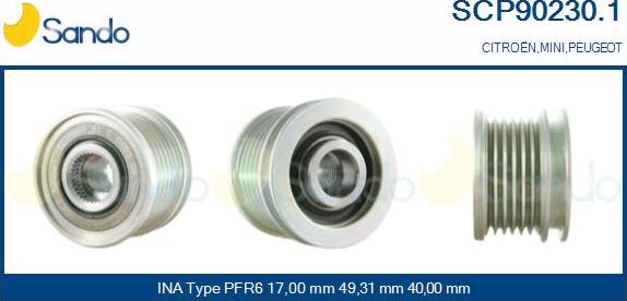 Sando SCP90230.1 - Pulley, alternator, freewheel clutch www.autospares.lv