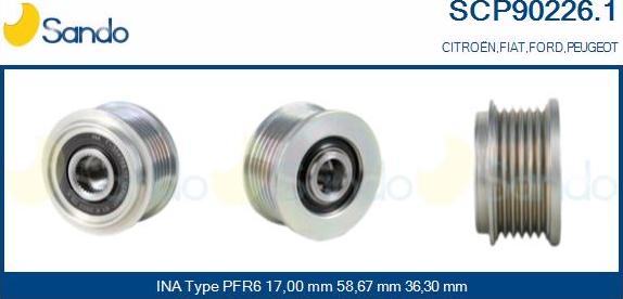 Sando SCP90226.1 - Pulley, alternator, freewheel clutch www.autospares.lv