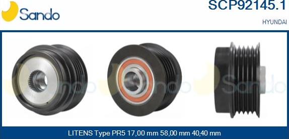 Sando SCP92145.1 - Pulley, alternator, freewheel clutch www.autospares.lv