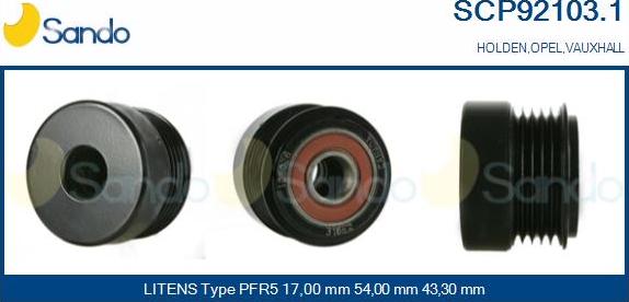 Sando SCP92103.1 - Pulley, alternator, freewheel clutch www.autospares.lv