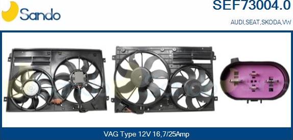 Sando SEF73004.0 - Elektromotors, Dzes. sist. radiatora ventilators www.autospares.lv