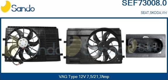 Sando SEF73008.0 - Elektromotors, Dzes. sist. radiatora ventilators www.autospares.lv