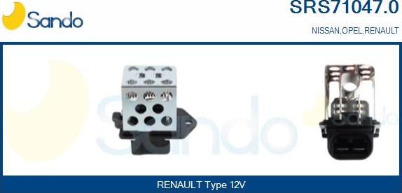 Sando SRS71047.0 - Papildus rezistors, Elektromotors-Radiatora ventilators www.autospares.lv