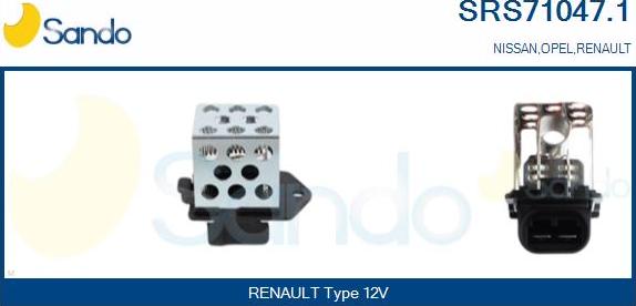 Sando SRS71047.1 - Papildus rezistors, Elektromotors-Radiatora ventilators www.autospares.lv