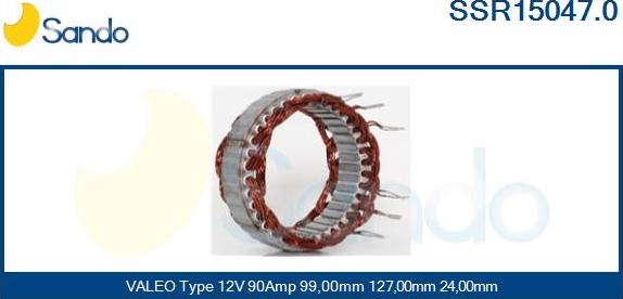 Sando SSR15047.0 - Stator, alternator www.autospares.lv