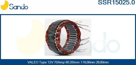 Sando SSR15025.0 - Статор, генератор www.autospares.lv