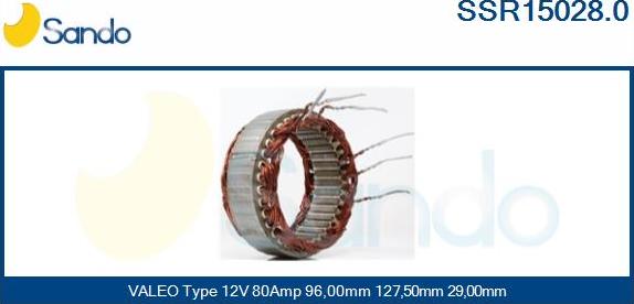 Sando SSR15028.0 - Stator, alternator www.autospares.lv