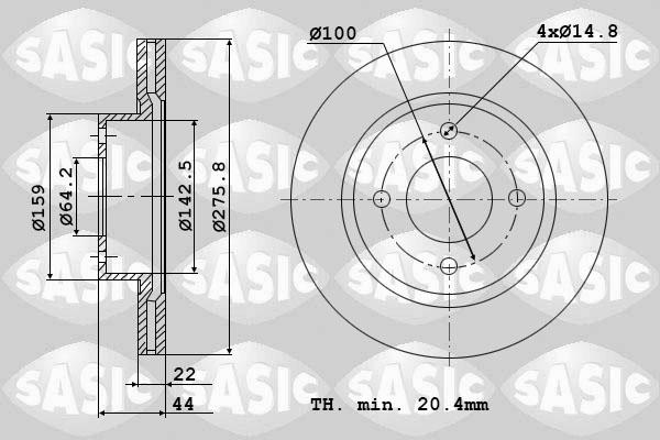 Sasic 9004806J - Тормозной диск www.autospares.lv