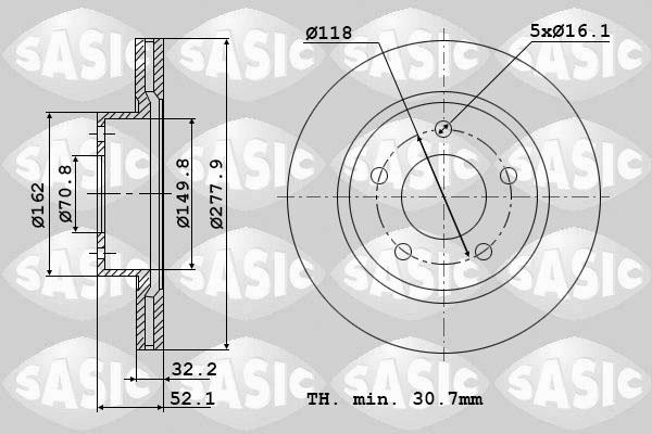 Sasic 9004875J - Тормозной диск www.autospares.lv