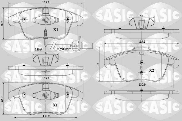 Sasic 6216092 - Тормозные колодки, дисковые, комплект www.autospares.lv